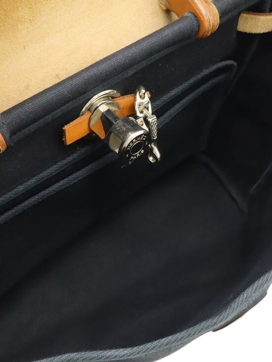 Hermes Herbag PM Backpack 2-Way Handbag Toile Officier